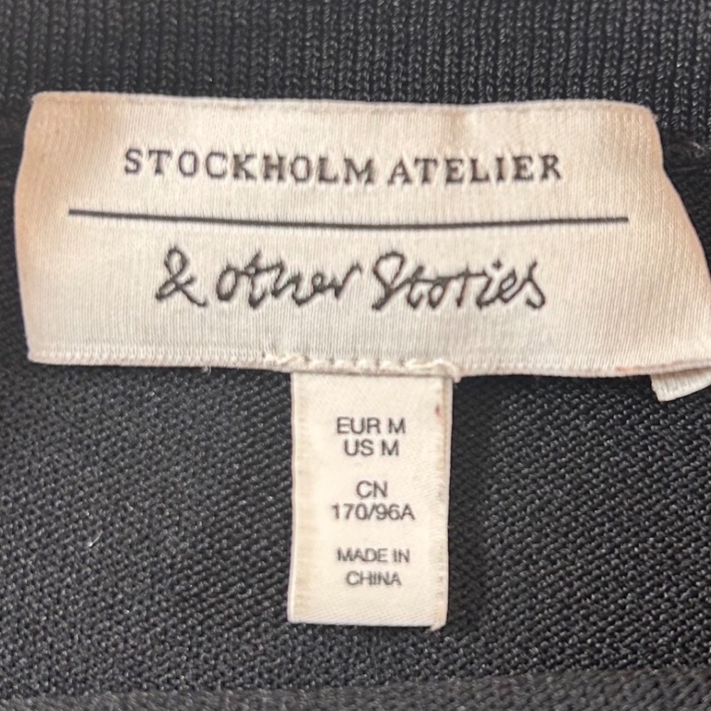 NWOT Stockholm Atelier & Other Stories Black Mock Neck Mesh Panel Knit Dress M - Picture 4 of 7